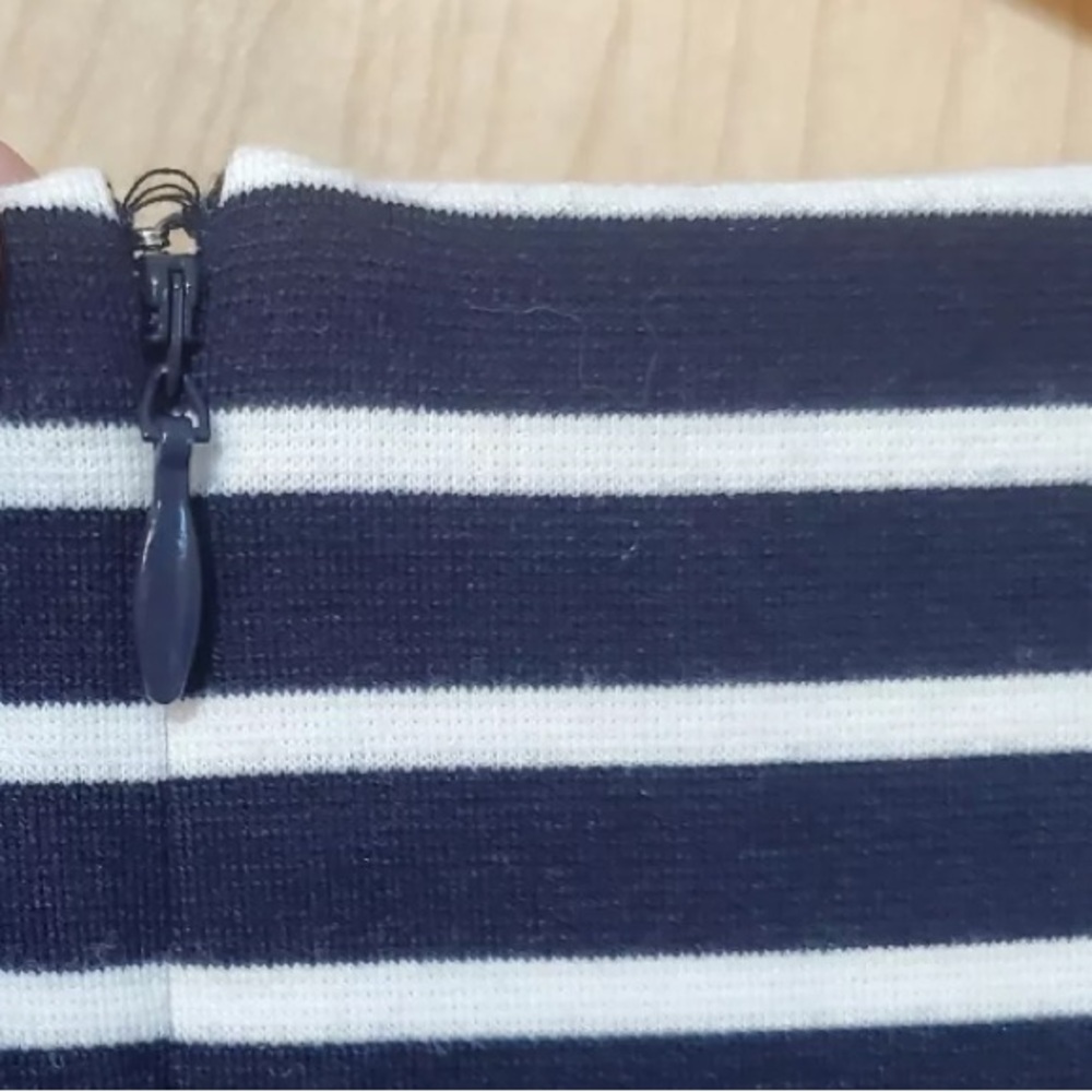 Talbots Navy Blue and White Stripe Sleeveless Dress Size Medium - Picture 7 of 8